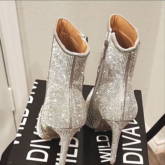 Wild Diva Lounge Giselle Rhinestone Ankle Stiletto Boot - Picture 4 of 5